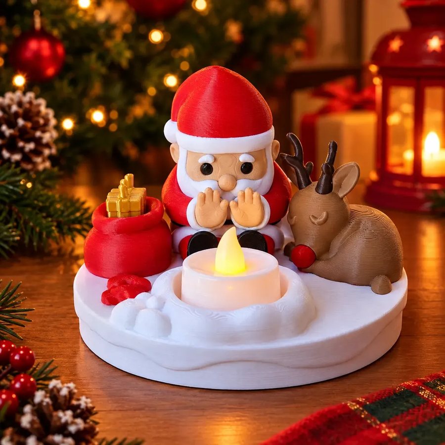 Papai Noel na fogueira impresso em 3D